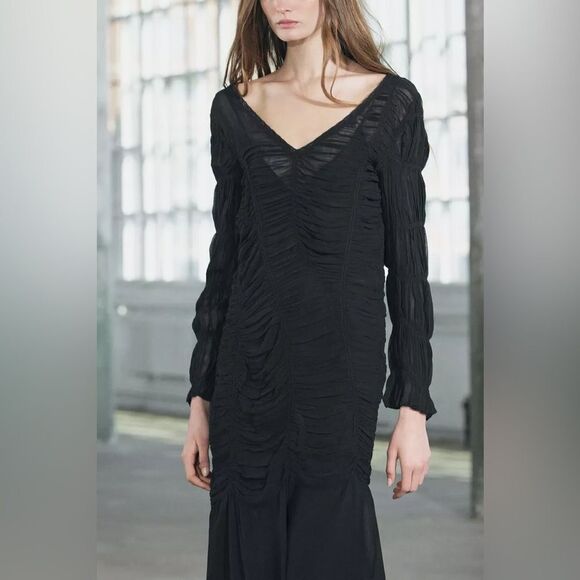 ZARA RUFFLED LONG DRESS ZW COLLECTION - Picture 6 of 11